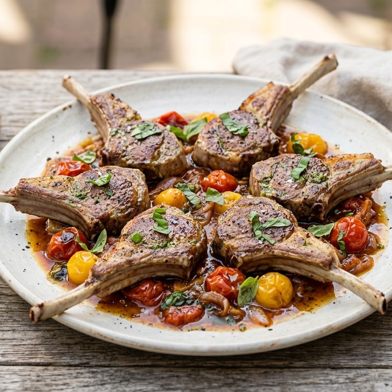Lamskoteletjes met tomatensaus recept