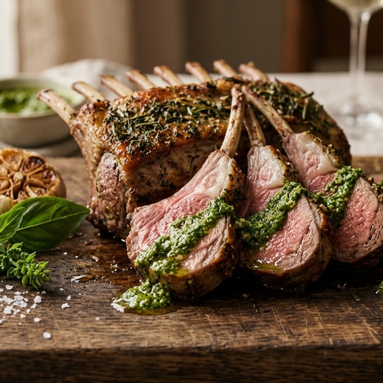 Lamsrack met pestosaus recept