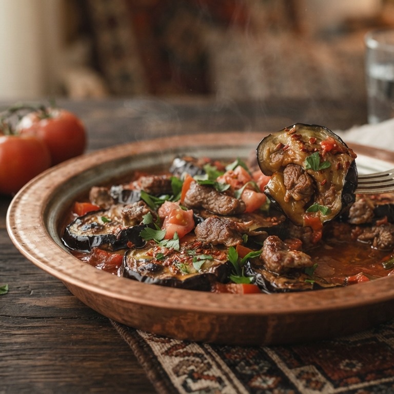 Lamsvlees met aubergines (Patlican Kebabi) recept