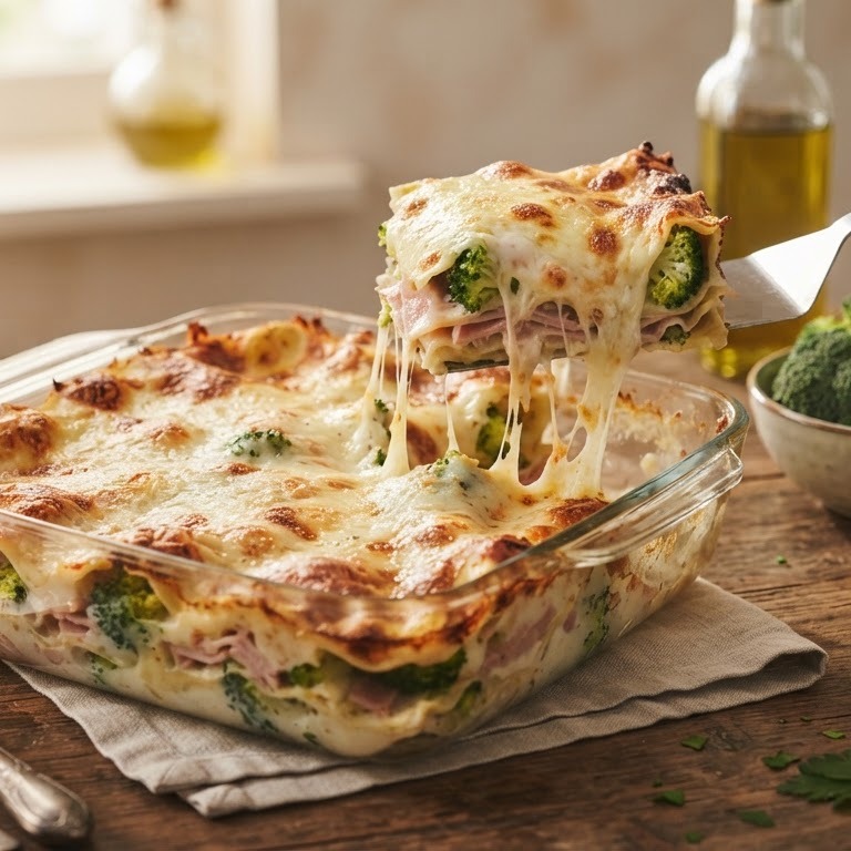 Lasagna met broccoli en ham recept