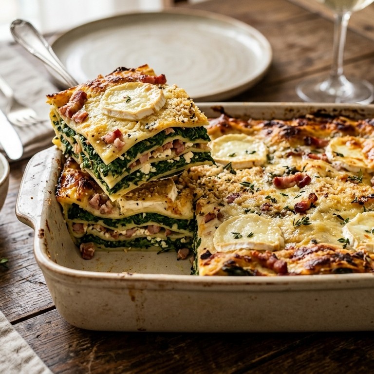 Lasagna met spinazie en geitenkaas recept