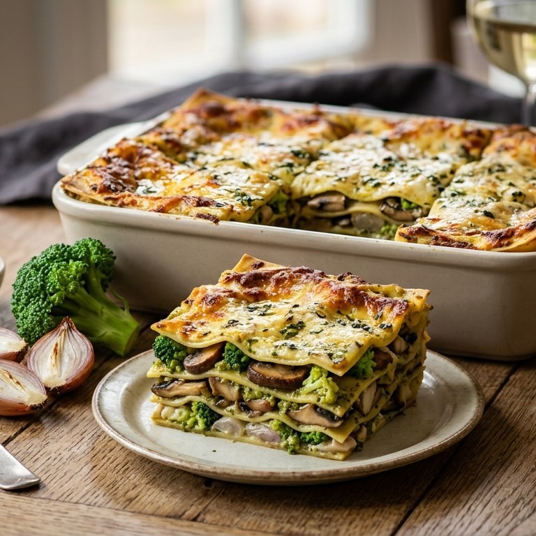 Lasagne met champignons en groene pesto recept