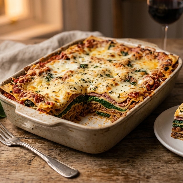 Lasagne met spinazie en prosciutto recept