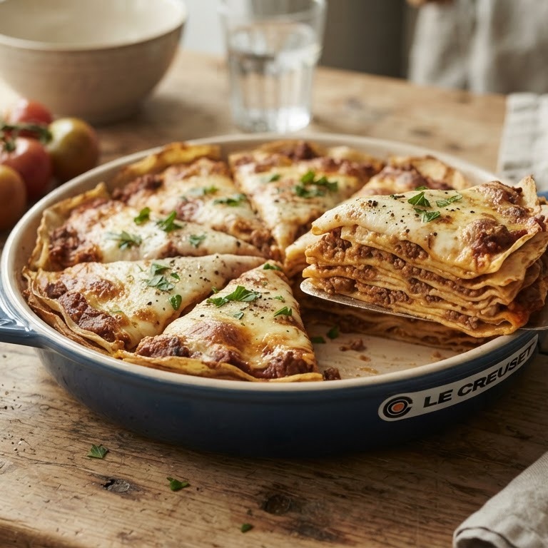 Lasagne van pannekoeken en gehakt recept