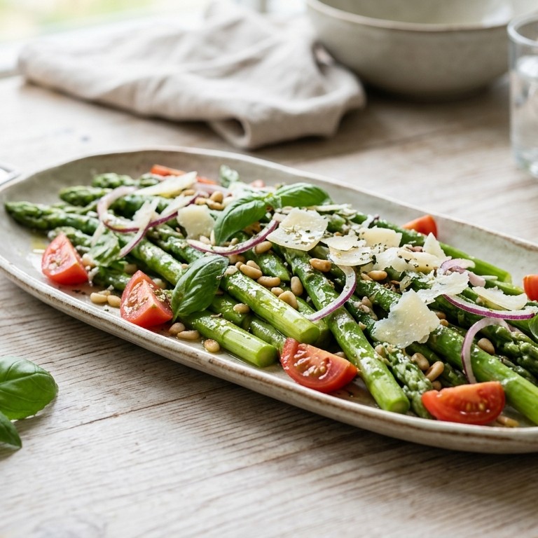 Lauwwarme groene asperge salade recept