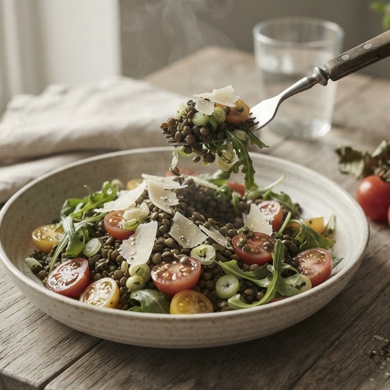 Lauwwarme linzensalade recept