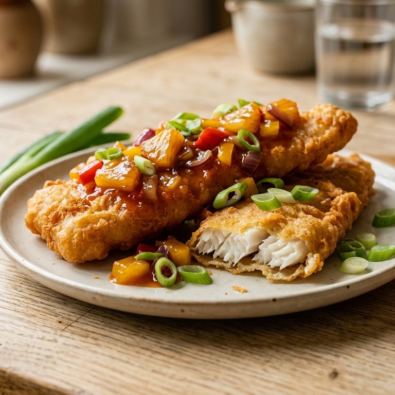 Lekkerbek met zoetzure ananassaus recept