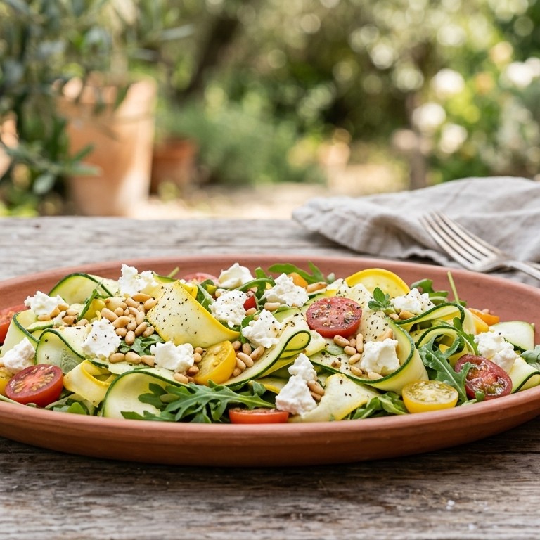 Lekkere courgettesalade met rucola en feta recept