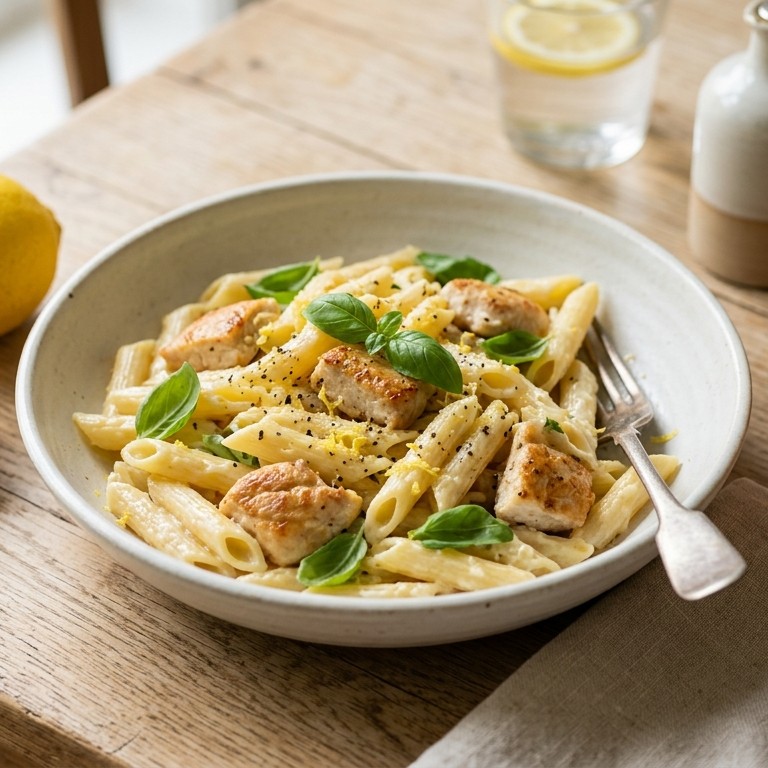 Lemon basil chicken pasta recept