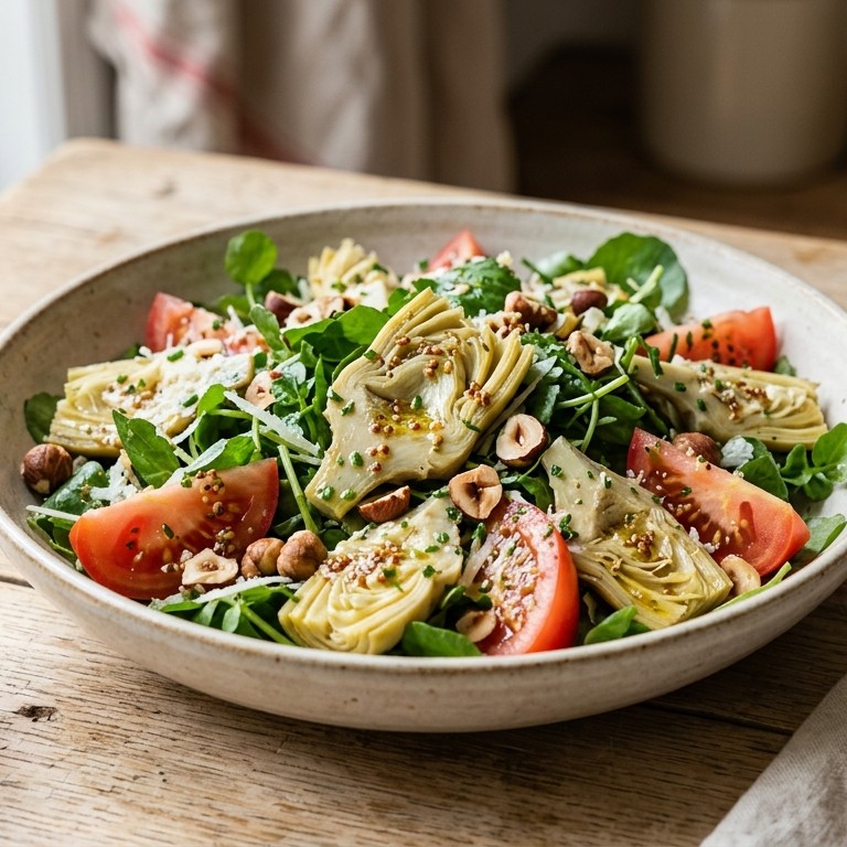 Lente salade met artisjokharten en noten recept