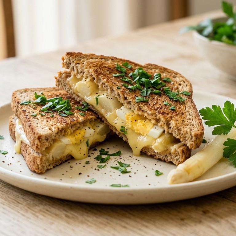 Lente-tosti met asperges en ei recept