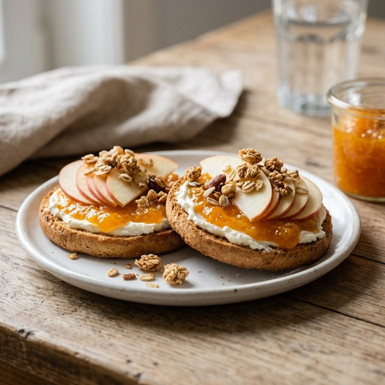 Light beschuit met halvajam,appel en cruesli recept