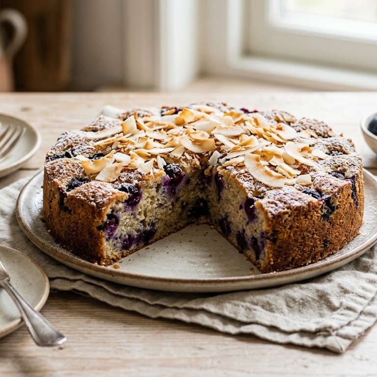 Light-bosbessen-kokostaart recept