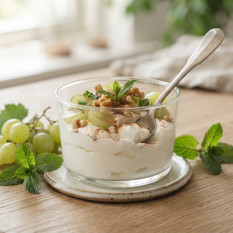 Light-muntyoghurt met witte druiven recept