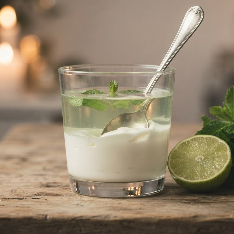 Limoenyoghurt met muntgelei recept