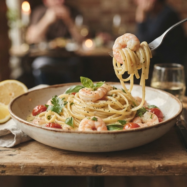 Linguini met zeevruchten in citroensaus recept