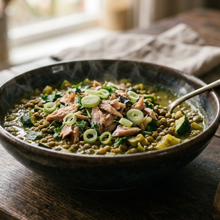 Linzencurry met makreel recept