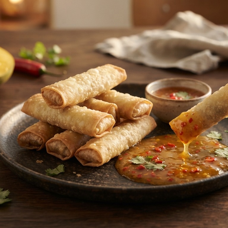 Loempia dengan Manga-chili (loempia met mango chili saus) recept