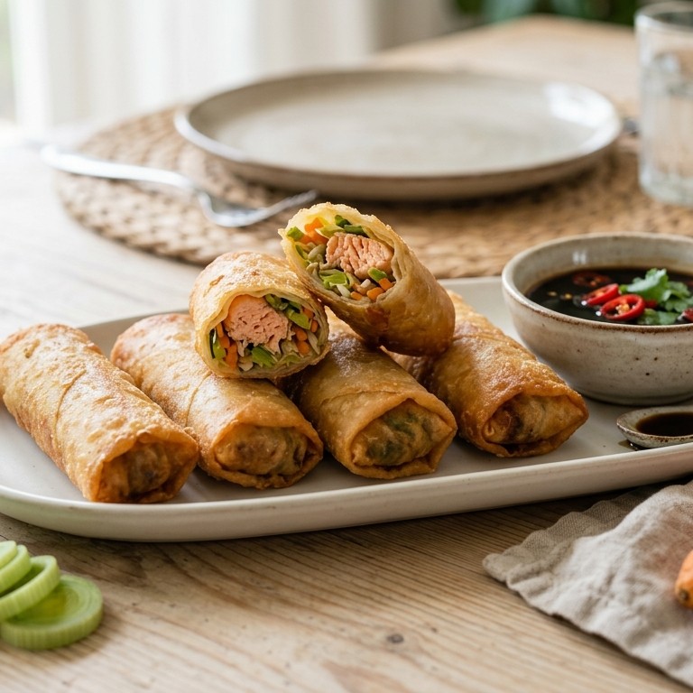Loempia zalm (tauge en zalm in loempia vorm) recept