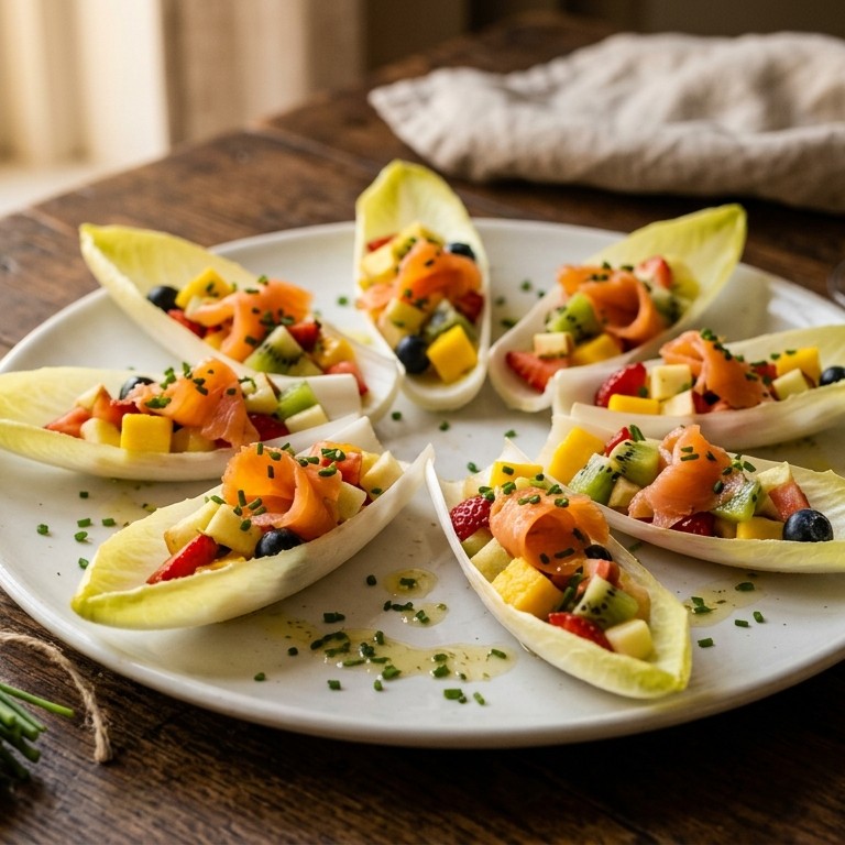 Lofbootjes met fruit en zalm recept