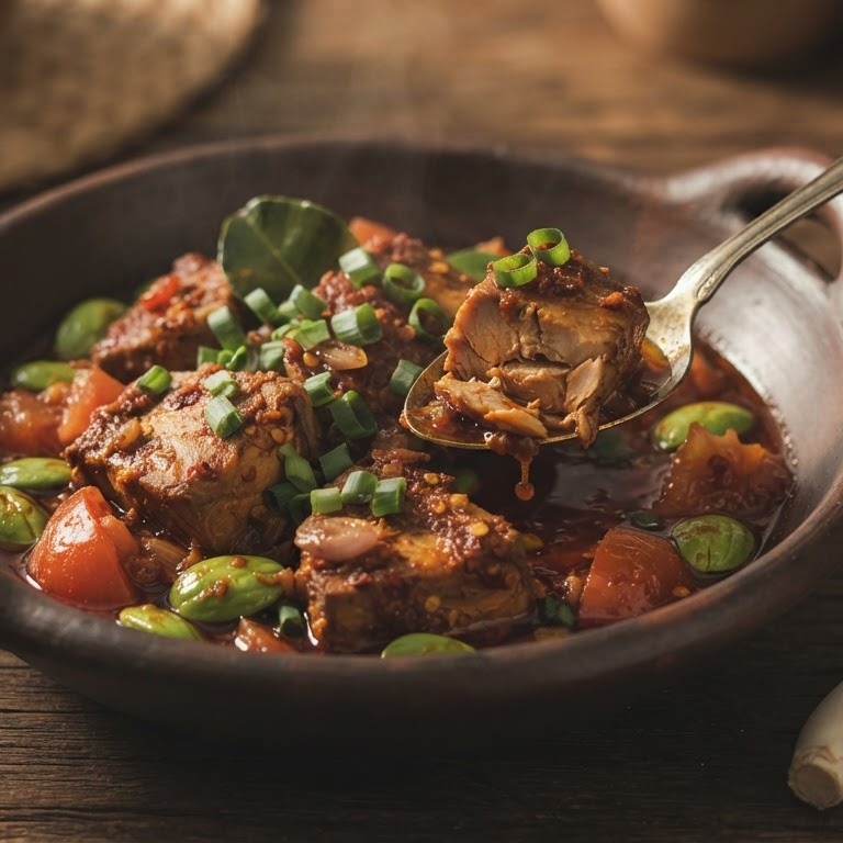 Long kol bumbu merah (gestoofde tonijn in saus) recept