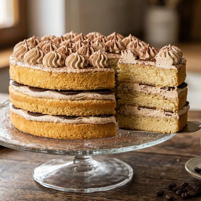 Luchtige biscuit met mokkaroom recept