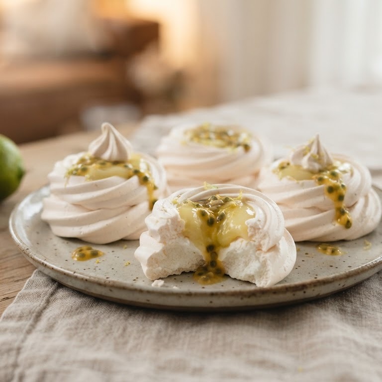 Luchtige limoen-passievruchtmeringues recept