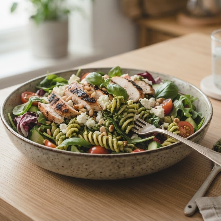 Maaltijdsalade kip pesto recept
