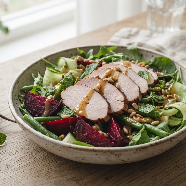 Maaltijdsalade met gerookte kip recept
