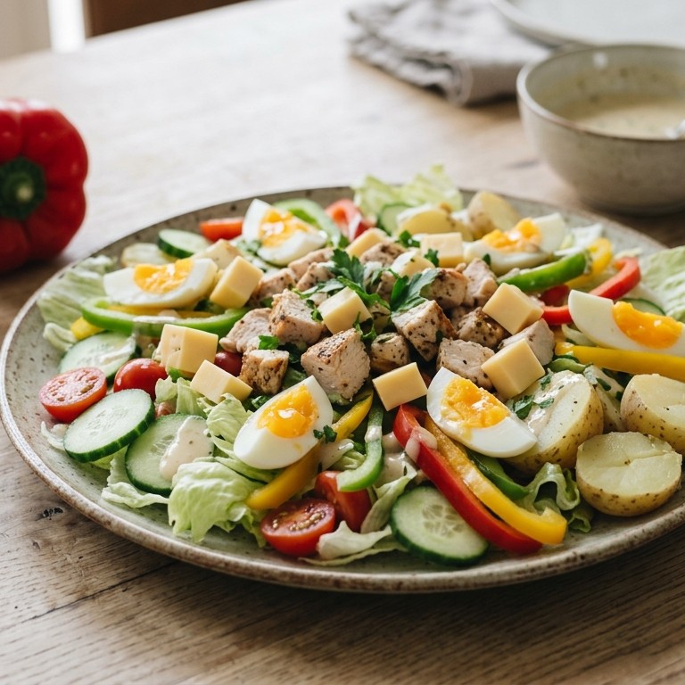 Maaltijdsalade met kip en aardappel recept