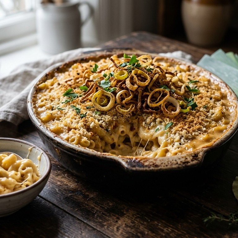 Mac ‘n cheese met gebakken prei recept