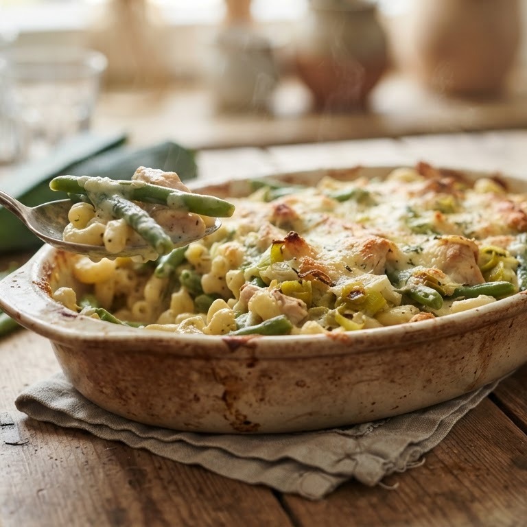 Macaroni met boontjes en Franse kruidenkaas recept