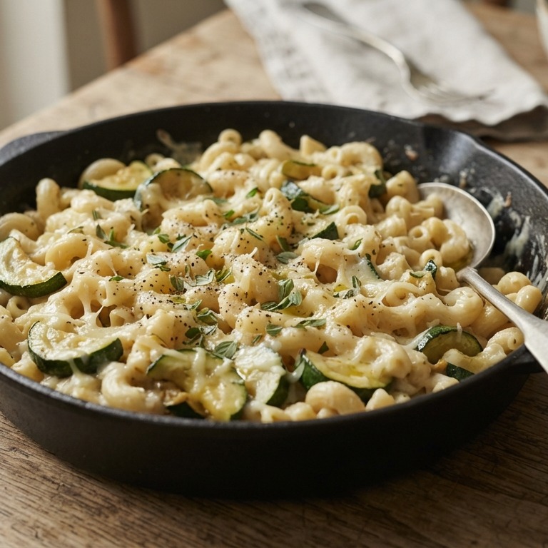Macaroni met courgette en geraspte belegen kaas recept