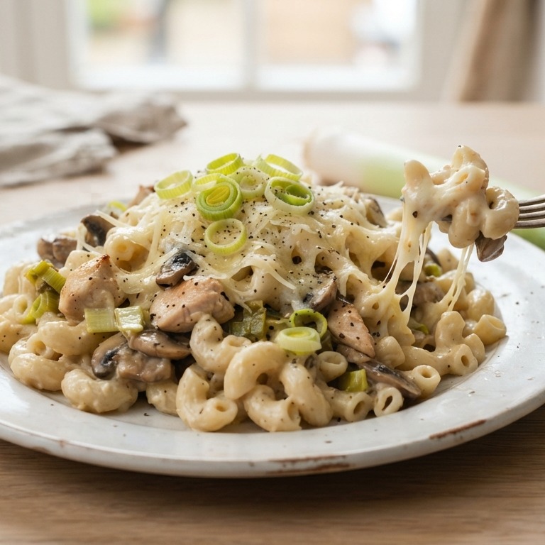 Macaroni met kip prei en roomkaas recept