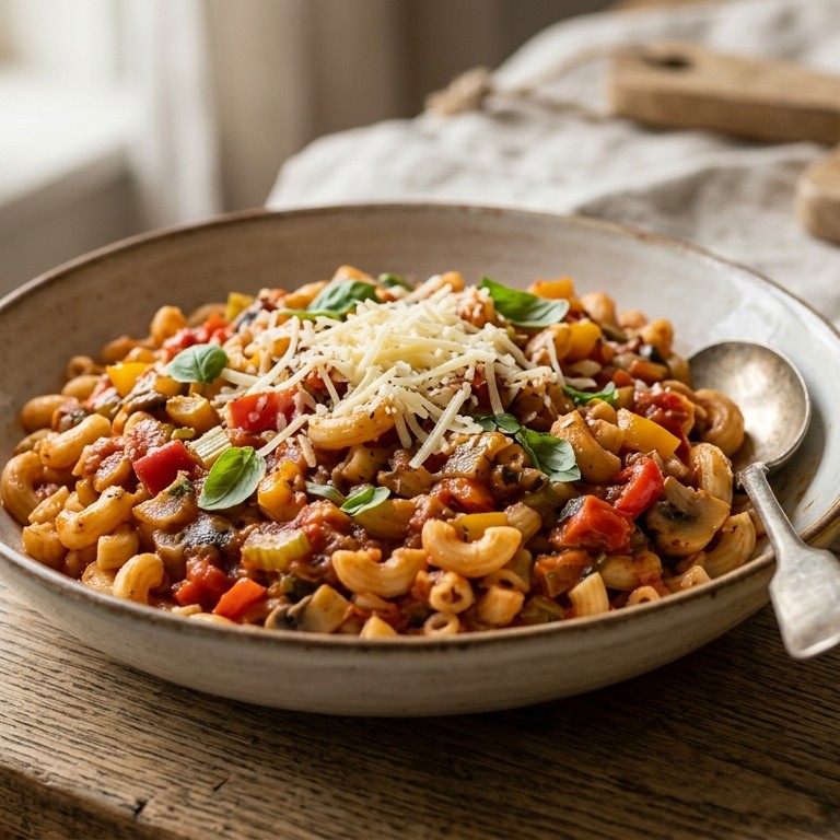 Macaroni met tomaten-groentesaus recept