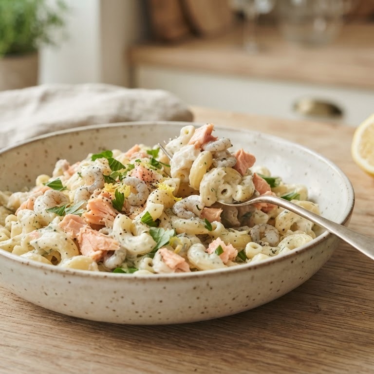 Macaroni met zalm en garnaaltjes recept
