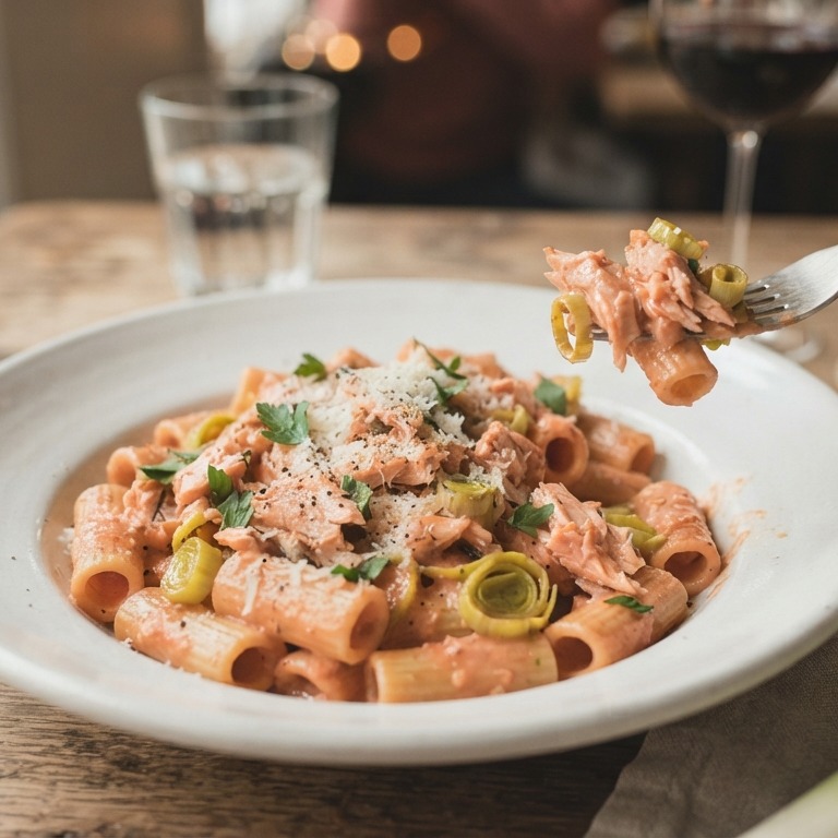 Macaroni met zalm en tomaat recept