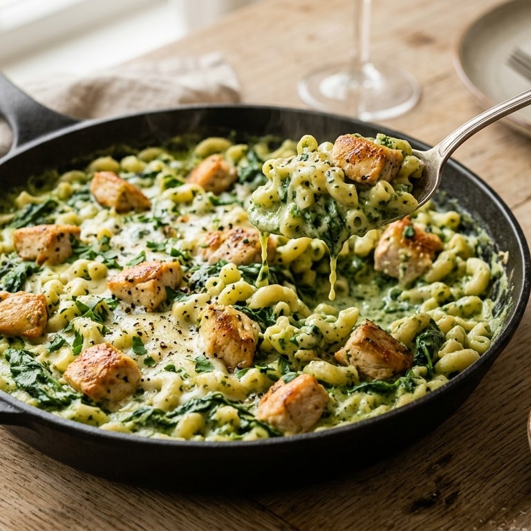 Macaroni spinazie-kip recept