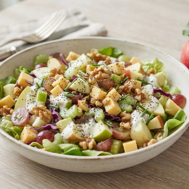 Mager waldorfsalade met scherpe kaas recept