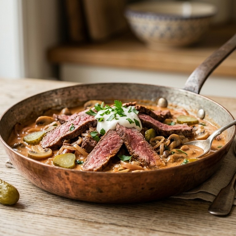 Magere Boeuf Stroganoff recept