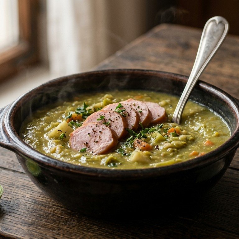Magere erwtensoep met gerookte kip recept