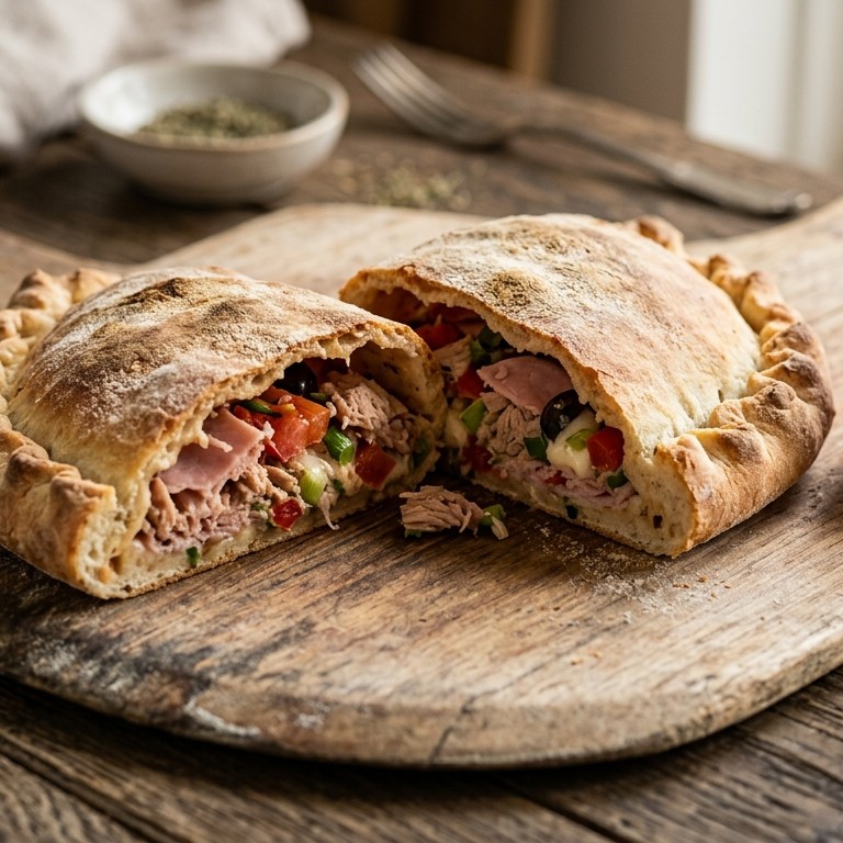 Magere pizza Calzone met achterham of tonijn recept