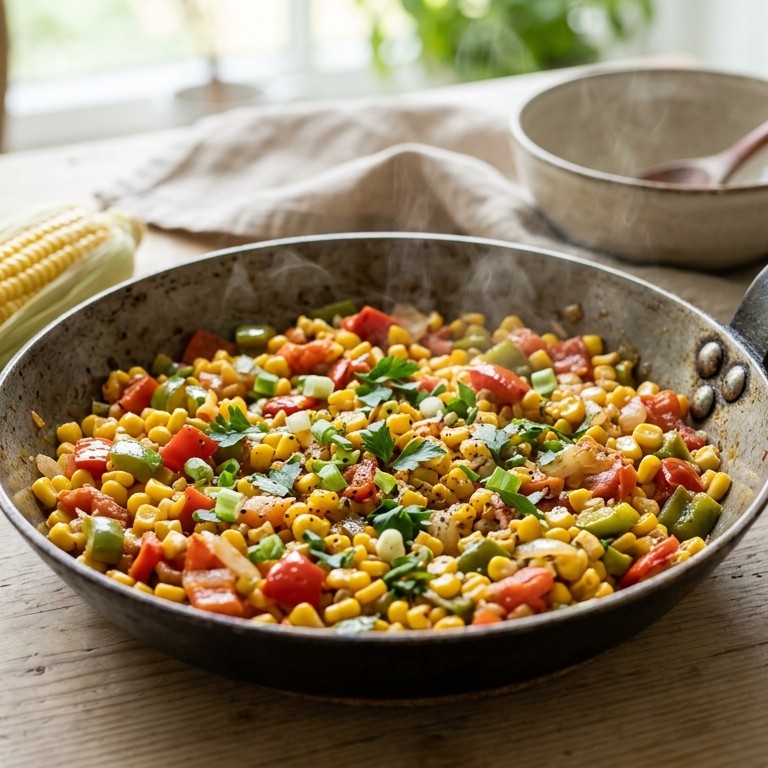 Maïs met paprika en tomaat recept