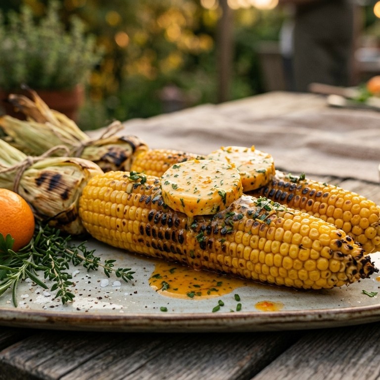 Maiskolf met sinaasappel en kruidenboter recept