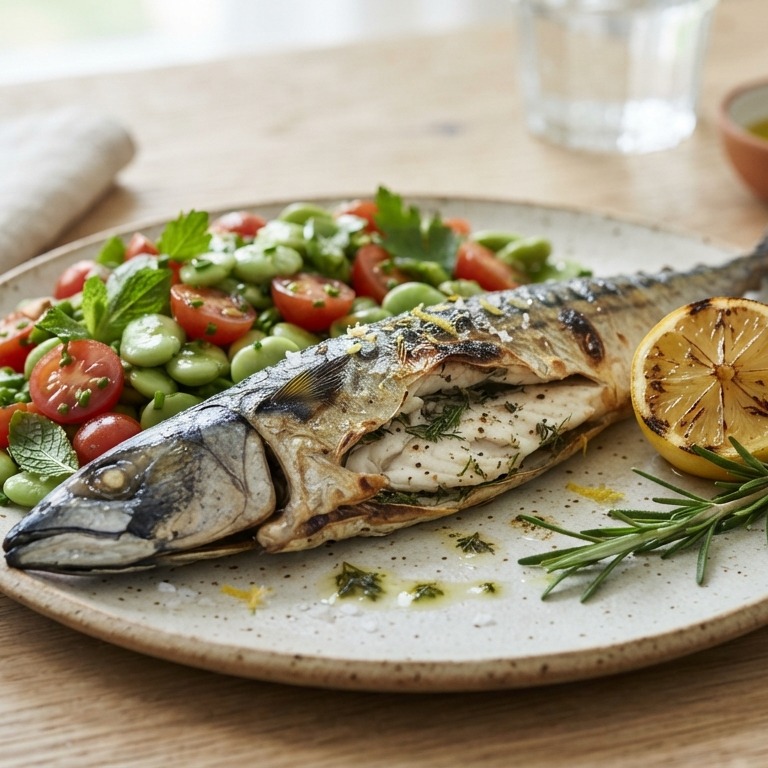 Makreel met tuinbonensalade recept