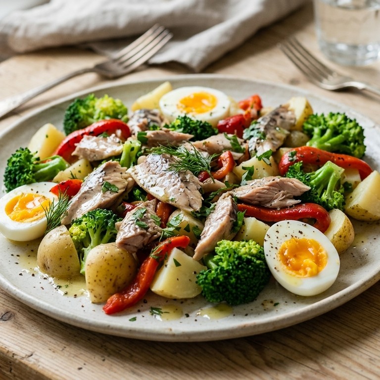Makreelsalade met broccoli en paprika recept