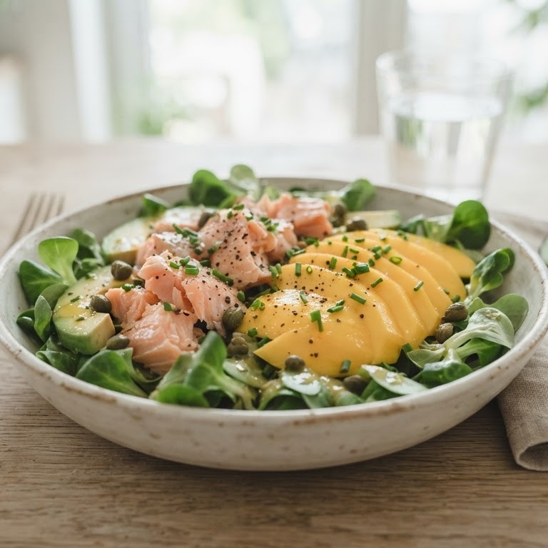 Mango-zalmsalade recept