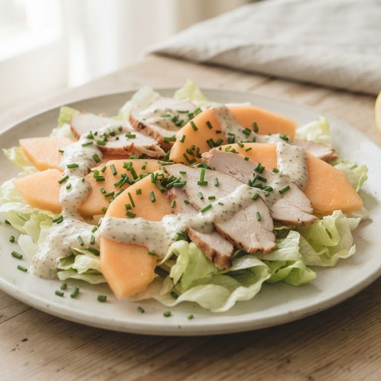 Meloen en gerookte kip recept