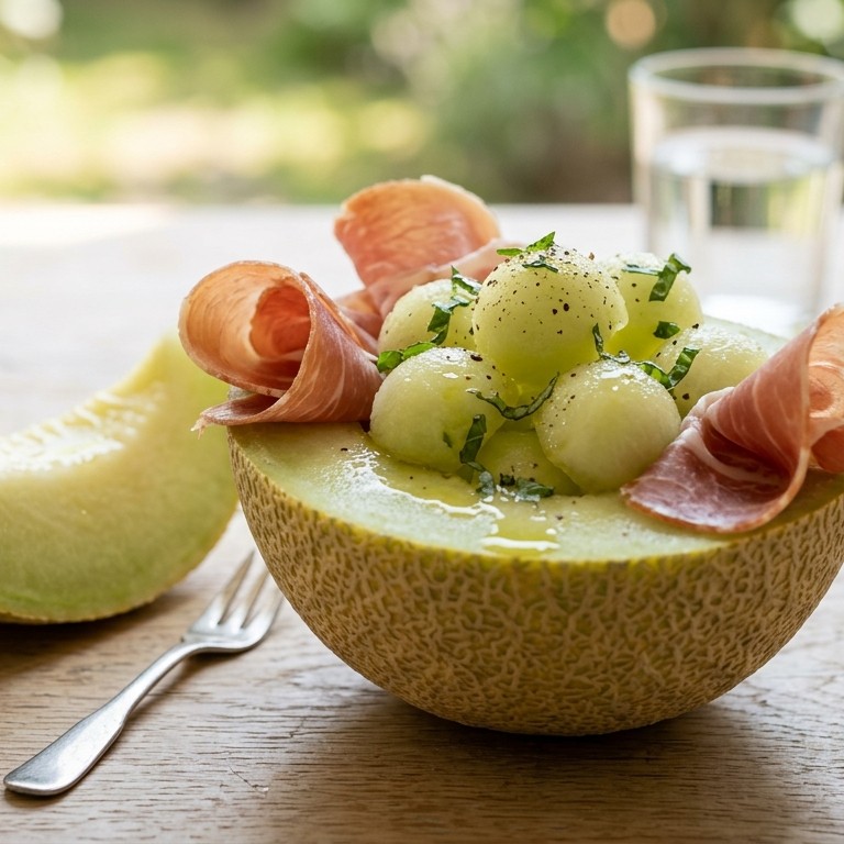 Meloencocktail met serranoham recept