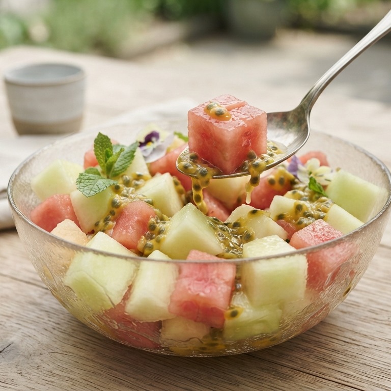Meloensalade met passievruchten recept